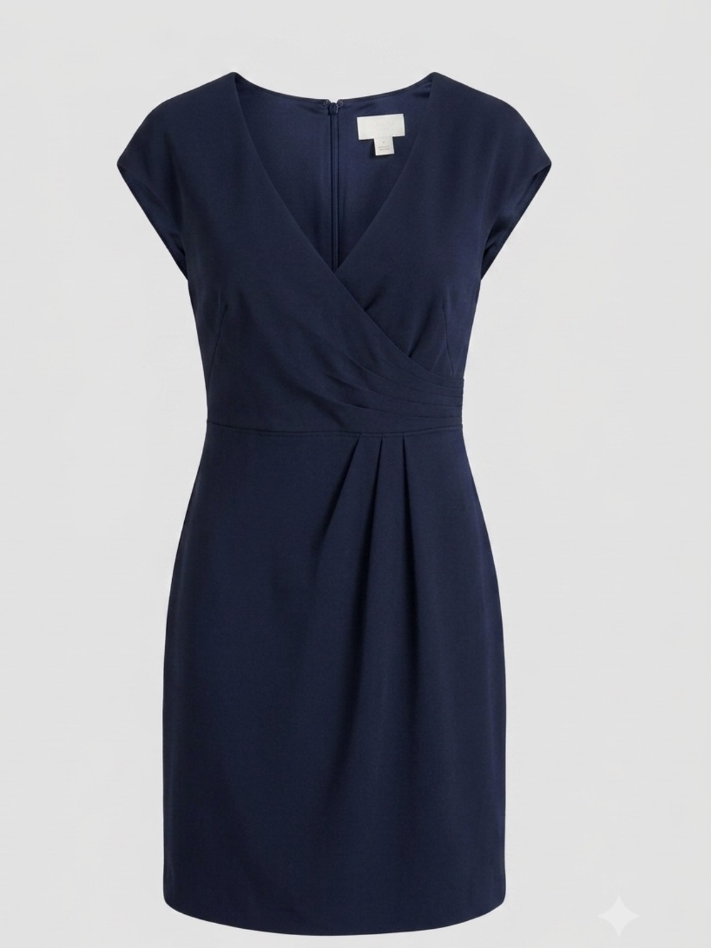 J. Crew Dark Navy Satin Pleated Faux-Wrap Sheath Dress | Size 10